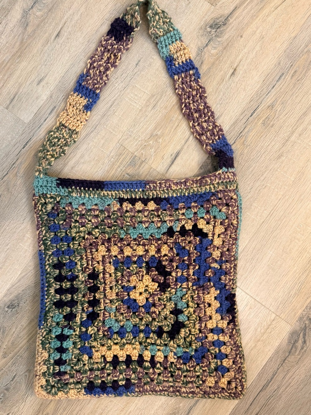 Handmade Multicolor Crochet Square Shoulder Bag